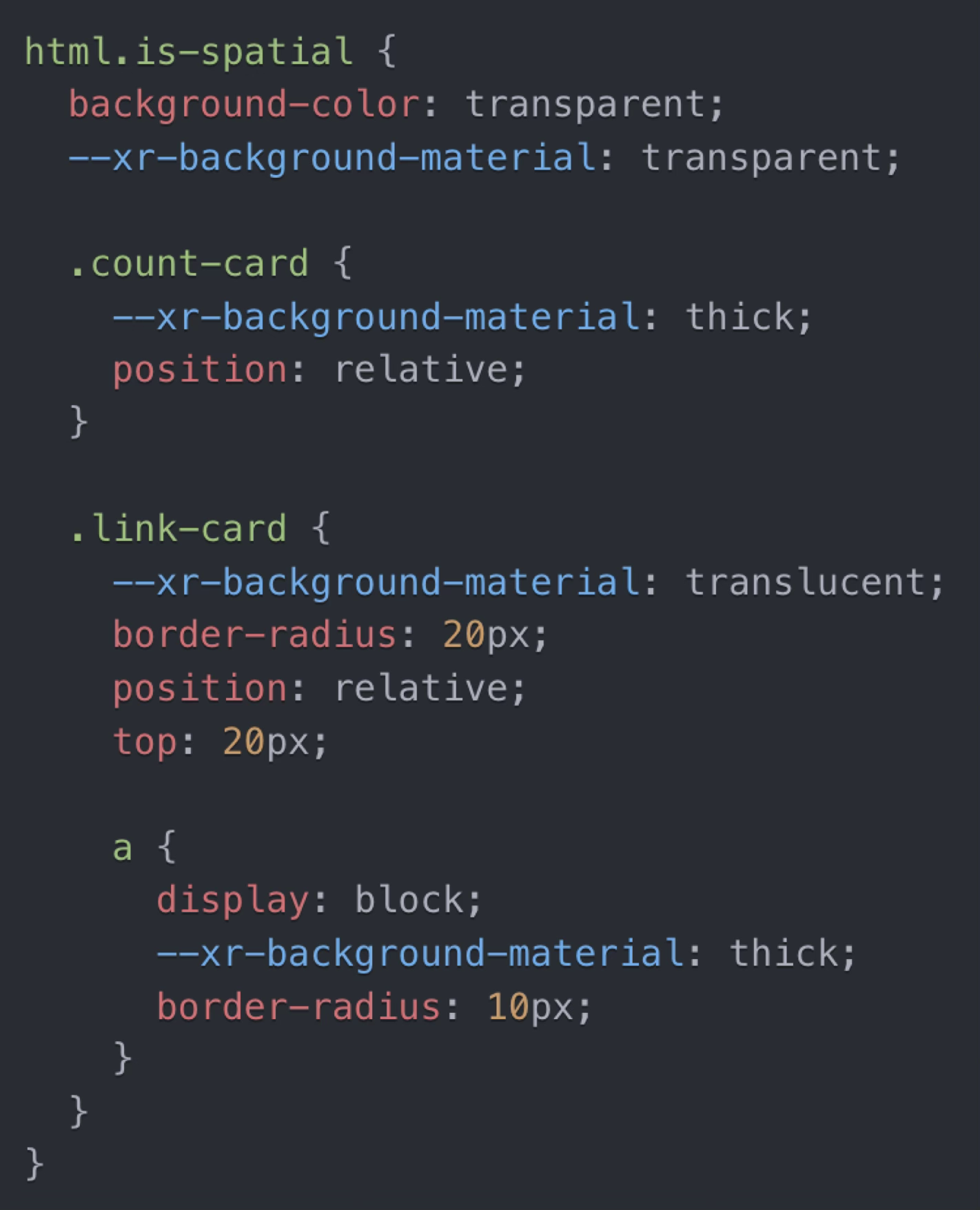 Code example of material background